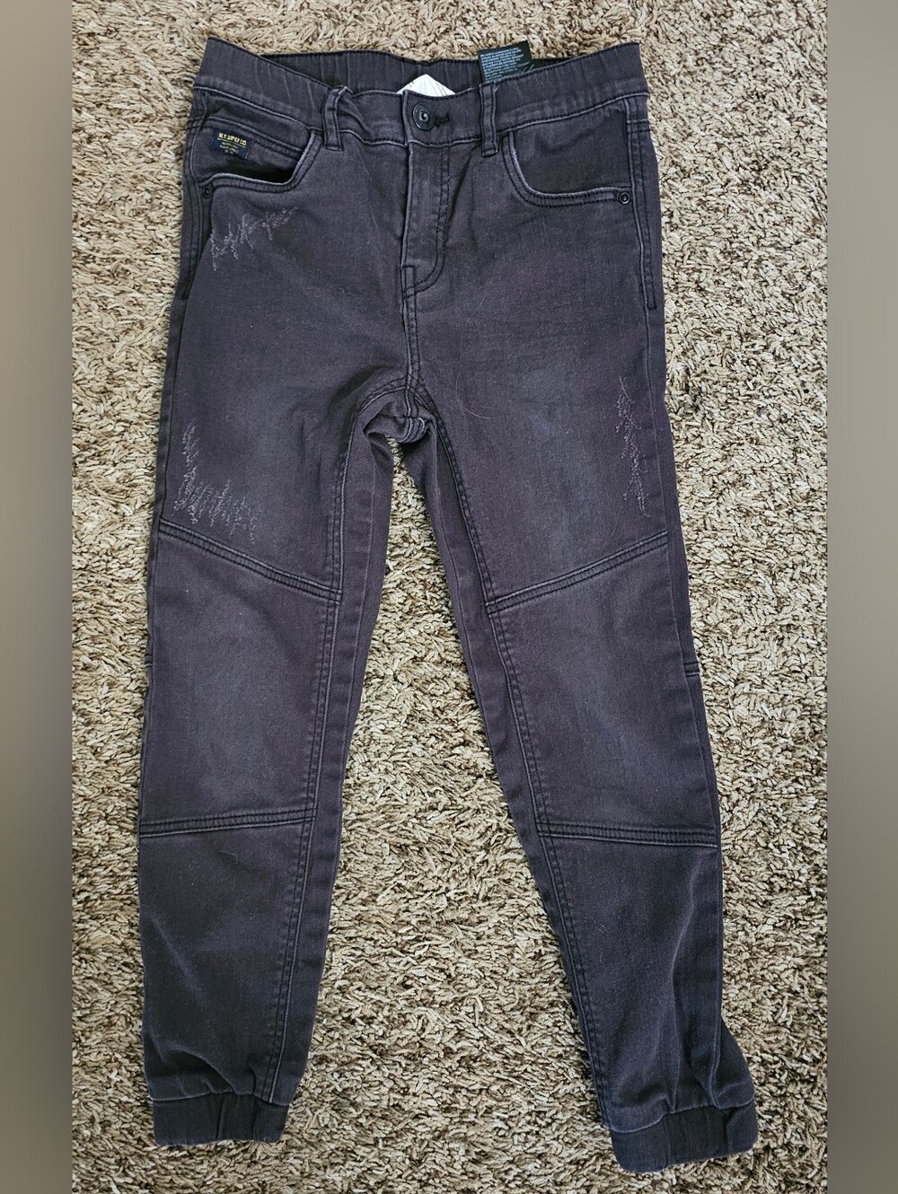 H&M Boy Jeans Dark Wash gray pants denim jogger Size 6-7 Small 6 7 Youth jeanS